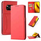 For Xiaomi Poco X3 Strong Magnetism Liquid Feel Horizontal Flip Leather Case with Holder & Card Slots & Wallet(Red) - 1