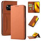 For Xiaomi Poco X3 Strong Magnetism Liquid Feel Horizontal Flip Leather Case with Holder & Card Slots & Wallet(Brown) - 1