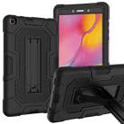 For Samsung Galaxy Tab A 8.0 (2019) / T290 Contrast Color Robot Shockproof Silicone + PC Protective Case with Holder(Black) - 1