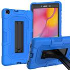 For Samsung Galaxy Tab A 8.0 (2019) / T290 Contrast Color Robot Shockproof Silicone + PC Protective Case with Holder(Blue Black) - 1
