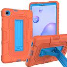 For Samsung Galaxy Tab A 8.4 (2020) / T307 Contrast Color Robot Shockproof Silicone + PC Protective Case with Holder(Orange Blue) - 1