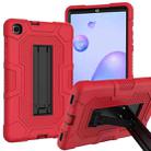 For Samsung Galaxy Tab A 8.4 (2020) / T307 Contrast Color Robot Shockproof Silicone + PC Protective Case with Holder(Red Black) - 1