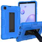 For Samsung Galaxy Tab A 8.4 (2020) / T307 Contrast Color Robot Shockproof Silicone + PC Protective Case with Holder(Blue Black) - 1