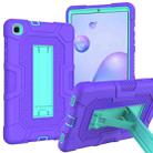 For Samsung Galaxy Tab A 8.4 (2020) / T307 Contrast Color Robot Shockproof Silicone + PC Protective Case with Holder(Purple Mint Green) - 1