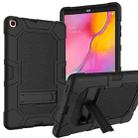For Samsung Galaxy Tab A 10.1 (2019) / T510 Contrast Color Robot Shockproof Silicone + PC Protective Case with Holder(Black) - 1