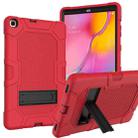 For Samsung Galaxy Tab A 10.1 (2019) / T510 Contrast Color Robot Shockproof Silicone + PC Protective Case with Holder(Red Black) - 1