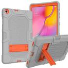 For Samsung Galaxy Tab A 10.1 (2019) / T510 Contrast Color Robot Shockproof Silicone + PC Protective Case with Holder(Grey Orange) - 1