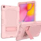 For Samsung Galaxy Tab A 10.1 (2019) / T510 Contrast Color Robot Shockproof Silicone + PC Protective Case with Holder(Rose Gold) - 1