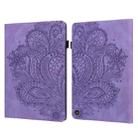 For Amazon Kindle Fire HD 8 2020 Peacock Embossed Pattern TPU + PU Horizontal Flip Leather Case with Holder & Card Slots & Wallet & Sleep / Wake-up Function(Purple) - 1