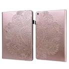 For Amazon Kindle Fire HD 8 2016/2017/2018/2019 Peacock Embossed Pattern TPU + PU Horizontal Flip Leather Case with Holder & Card Slots & Wallet (Rose Gold) - 1