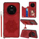 For Huawei Mate 40 Mandala Embossed PU + TPU Case with Holder & Card Slots & Photo Frame & Strap(Red) - 1