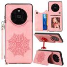 For Huawei Mate 40 Mandala Embossed PU + TPU Case with Holder & Card Slots & Photo Frame & Strap(Rose Gold) - 1