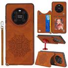 For Huawei Mate 40 Mandala Embossed PU + TPU Case with Holder & Card Slots & Photo Frame & Strap(Brown) - 1