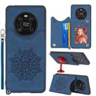 For Huawei Mate 40 Mandala Embossed PU + TPU Case with Holder & Card Slots & Photo Frame & Strap(Blue) - 1