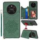 For Huawei Mate 40 Mandala Embossed PU + TPU Case with Holder & Card Slots & Photo Frame & Strap(Green) - 1