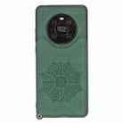 For Huawei Mate 40 Mandala Embossed PU + TPU Case with Holder & Card Slots & Photo Frame & Strap(Green) - 2