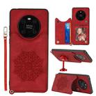 For Huawei Mate 40 Pro Mandala Embossed PU + TPU Case with Holder & Card Slots & Photo Frame & Strap(Red) - 1