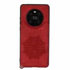 For Huawei Mate 40 Pro Mandala Embossed PU + TPU Case with Holder & Card Slots & Photo Frame & Strap(Red) - 2