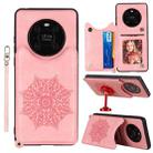 For Huawei Mate 40 Pro Mandala Embossed PU + TPU Case with Holder & Card Slots & Photo Frame & Strap(Rose Gold) - 1