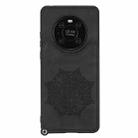 For Huawei Mate 40 Pro Mandala Embossed PU + TPU Case with Holder & Card Slots & Photo Frame & Strap(Black) - 2