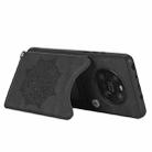 For Huawei Mate 40 Pro Mandala Embossed PU + TPU Case with Holder & Card Slots & Photo Frame & Strap(Black) - 6
