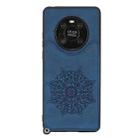 For Huawei Mate 40 Pro Mandala Embossed PU + TPU Case with Holder & Card Slots & Photo Frame & Strap(Blue) - 2