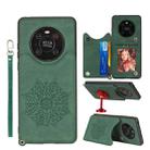 For Huawei Mate 40 Pro Mandala Embossed PU + TPU Case with Holder & Card Slots & Photo Frame & Strap(Green) - 1