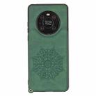 For Huawei Mate 40 Pro Mandala Embossed PU + TPU Case with Holder & Card Slots & Photo Frame & Strap(Green) - 2