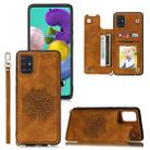 For Samsung Galaxy A02s (US Version) Mandala Embossed PU + TPU Case with Holder & Card Slots & Photo Frame & Strap(Brown) - 1