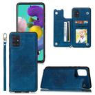 For Samsung Galaxy A52 5G / 4G Mandala Embossed PU + TPU Case with Holder & Card Slots & Photo Frame & Strap(Blue) - 1