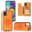 For Samsung Galaxy A72 5G / 4G Mandala Embossed PU + TPU Case with Holder & Card Slots & Photo Frame & Strap(Yellow) - 1