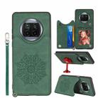 For Xiaomi Mi 10T Lite 5G Mandala Embossed PU + TPU Case with Holder & Card Slots & Photo Frame & Strap(Green) - 1