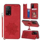 For Xiaomi Mi 10T Pro 5G Mandala Embossed PU + TPU Case with Holder & Card Slots & Photo Frame & Strap(Red) - 1