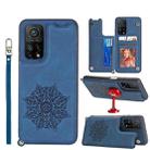 For Xiaomi Mi 10T Pro 5G Mandala Embossed PU + TPU Case with Holder & Card Slots & Photo Frame & Strap(Blue) - 1