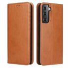 For Samsung Galaxy S21 5G Fierre Shann PU Genuine Leather Texture Horizontal Flip Leather Case with Holder & Card Slots & Wallet(Brown) - 1