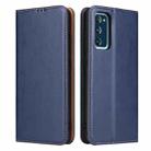 For Samsung Galaxy S20 FE / S20 Lite Fierre Shann PU Genuine Leather Texture Horizontal Flip Leather Case with Holder & Card Slots & Wallet(Blue) - 1