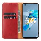 For Huawei Mate 40 Pro Fierre Shann PU Genuine Leather Texture Horizontal Flip Leather Case with Holder & Card Slots & Wallet(Red) - 4