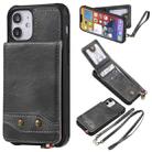 For iPhone 12 mini Vertical Flip Wallet Shockproof Back Cover Protective Case with Holder & Card Slots & Lanyard & Photos Frames (Grey) - 1