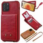 For iPhone 12 / 12 Pro Vertical Flip Wallet Shockproof Back Cover Protective Case with Holder & Card Slots & Lanyard & Photos Frames(Red) - 1