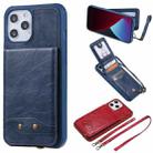 For iPhone 12 Pro Max Vertical Flip Wallet Shockproof Back Cover Protective Case with Holder & Card Slots & Lanyard & Photos Frames(Blue) - 1