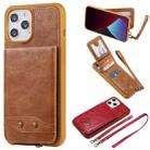 For iPhone 12 Pro Max Vertical Flip Wallet Shockproof Back Cover Protective Case with Holder & Card Slots & Lanyard & Photos Frames(Brown) - 1