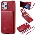 For iPhone 12 Pro Max Vertical Flip Wallet Shockproof Back Cover Protective Case with Holder & Card Slots & Lanyard & Photos Frames(Red) - 1