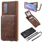 Vertical Flip Wallet Shockproof Back Cover Protective Case with Holder & Card Slots & Lanyard & Photos Frames For Samsung Galaxy Note20(Coffee) - 1