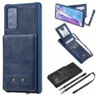 Vertical Flip Wallet Shockproof Back Cover Protective Case with Holder & Card Slots & Lanyard & Photos Frames For Samsung Galaxy Note20(Blue) - 1