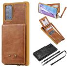 Vertical Flip Wallet Shockproof Back Cover Protective Case with Holder & Card Slots & Lanyard & Photos Frames For Samsung Galaxy Note20(Brown) - 1