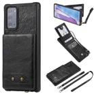 Vertical Flip Wallet Shockproof Back Cover Protective Case with Holder & Card Slots & Lanyard & Photos Frames For Samsung Galaxy Note20(Black) - 1