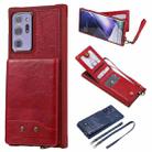 Vertical Flip Wallet Shockproof Back Cover Protective Case with Holder & Card Slots & Lanyard & Photos Frames For Samsung Galaxy Note20 Ultra(Red) - 1