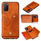 For Huawei Y7a Double Buckle PU + TPU Shockproof Magnetic Protective Case with Card Slot & Holder(Light Brown) - 1