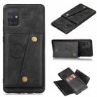 For Samsung Galaxy A02s (EU Version) Double Buckle PU + TPU Shockproof Magnetic Protective Case with Card Slot & Holder(Black) - 1