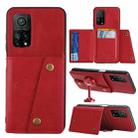 For Xiaomi Mi 10T Pro 5G Double Buckle PU + TPU Shockproof Magnetic Protective Case with Card Slot & Holder(Red) - 1